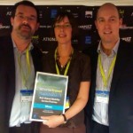 hourbike managing director Tim Caswell and Liverpool City Council cycling officer Karen Stevens receive the Smarter Travel Award 2015