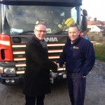 Cllr Steve Munby thanks fire station manager Ben Ryder